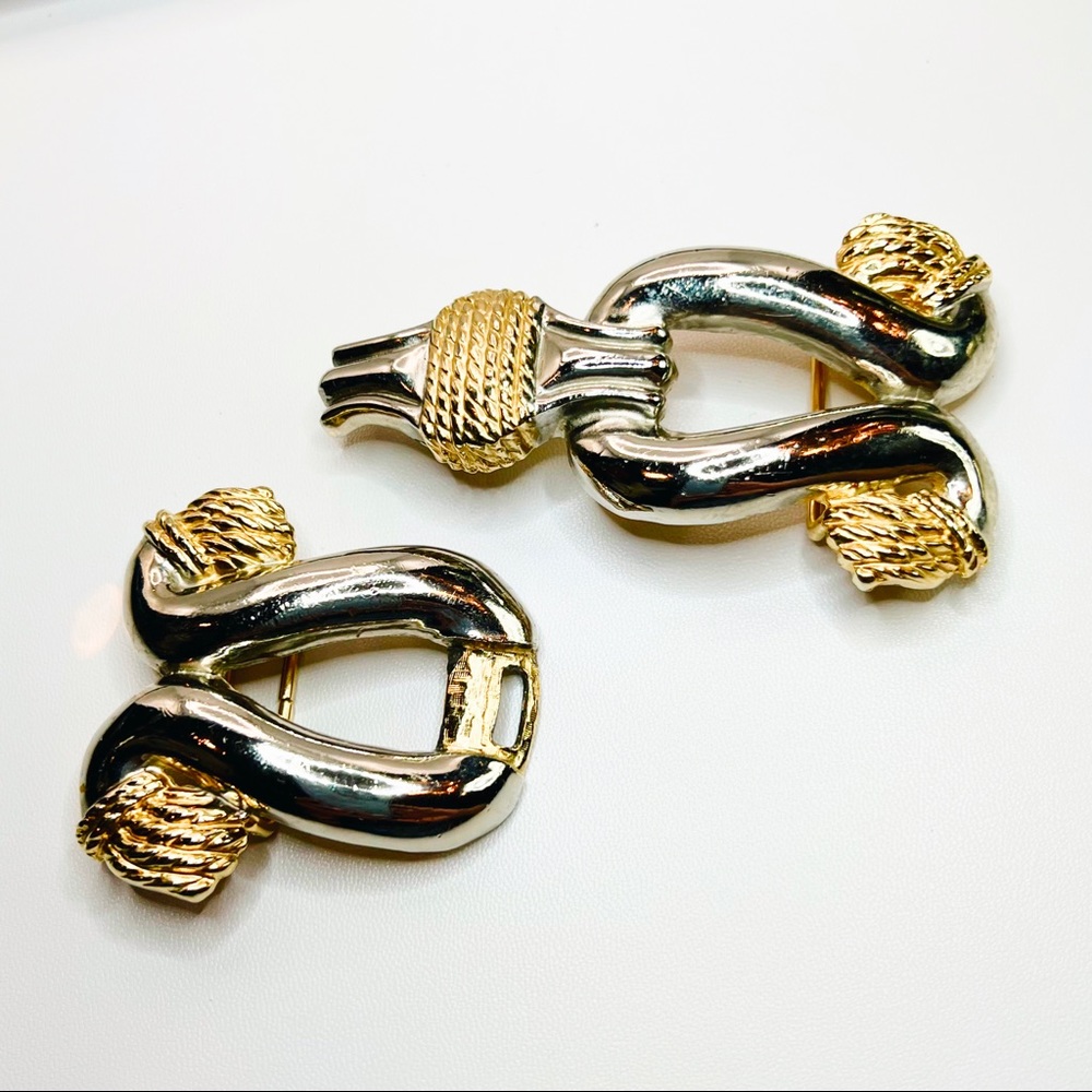 Vintage 1980’s Accessorycraft NYC Silver & Gold Equestrian Belt Buckle - Picture 6 of 8